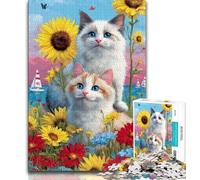Puzzle 1000 pièces pour Adultes et Adolescents, Couple de Chats, Anti-Stress, défi Difficile, Chaque pièce est Unique - Jeu Familial Stimulant et Amusant 38x26cm