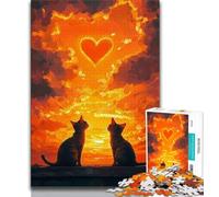 Puzzle 1000 pièces pour Adultes et Adolescents Couple de Chats au Coucher du Soleil 1000 pièces pour Adultes, éducatif et éducatif, idéal comme Cadeau pour Toute la Famille (Taille 75x50cm)