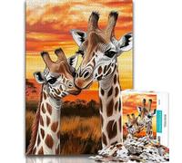 Puzzle 1000 pièces pour Adultes et Adolescents Couple de girafes, Difficile à réaliser mais Amusant et Humoristique, Cadeau d'anniversaire, Cadeaux, Art Mural 38x26cm