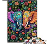 Puzzle 1000 pièces pour Adultes et Adolescents Couple d'éléphants, Jouet éducatif et décompressant, Cadeau d'anniversaire, décoration Murale (Taille 50x75cm)