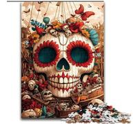 Puzzle 1000 pièces pour Adultes et Adolescents, crâne de Style Mexicain, Jeu Familial Anti-Stress, défi Difficile, renforce l'amour Entre Couples (Taille 26x38cm)