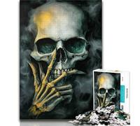 Puzzle 1000 pièces pour Adultes et Adolescents, crâne enfumé, Art au Fusain, pour Une Escapade relaxante, idéal pour la décoration de la Maison (75x50cm)