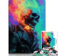 Puzzle 1000 pièces pour Adultes et Adolescents, crâne fumé, Anti-Stress, séjour, Tuer Le Temps, liste de souhaits avec Le Père Noël (38x26cm)