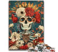 Puzzle 1000 pièces pour Adultes et Adolescents Crâne Mexicain Filles Aidez Le Cerveau à exercer Jouets addictifs pour cultiver la Patience Décoration Murale 50x75cm