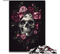 Puzzle 1000 pièces pour Adultes et Adolescents Crâne Rose, pour Les 14 Ans et Plus pour Un Jeu éducatif Défi Jouet Cadeau pour Les Anniversaires 26x38cm