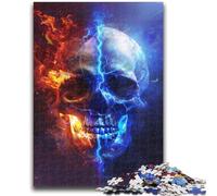 Puzzle 1000 pièces pour Adultes et Adolescents Crânes de Glace et de feu Puzzle 1000 pièces Un Jeu Stimulant, idéal comme Cadeau pour Toute la Famille (75x50cm)