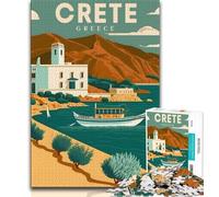 Puzzle 1000 pièces pour Adultes et Adolescents Crète, Grèce, Jouets éducatifs et Jeux familiaux pour renforcer l'amour Entre Couples (38x26cm)