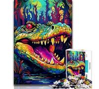 Puzzle 1000 pièces pour Adultes et Adolescents Crocodiles colorés, Jeu éducatif et Stimulant pour Toute la Famille, pour Anniversaire et Noël (38x26cm)