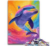 Puzzle 1000 pièces pour Adultes et Adolescents Dauphin Arc-en-Ciel pour Les 14 Ans et Plus Cadeaux intéressants pour la réduction du Stress pour Les Amis et la Famille 50x75cm