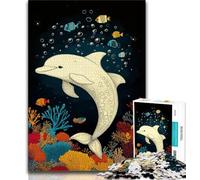 Puzzle 1000 pièces pour Adultes et Adolescents Dauphin Blanc, Jouets éducatifs et éducatifs pour la Famille, idéal pour la décoration de Bureau 38x26cm