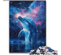 Puzzle 1000 pièces pour Adultes et Adolescents Dauphin Cosmique, à partir de 14 Ans, idéal pour Les Couples, activités Amusantes à la Maison, Cadeau d'anniversaire, Cadeau de Voyage (Taille 26x38cm)