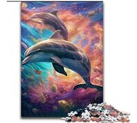 Puzzle 1000 pièces pour Adultes et Adolescents, Dauphins colorés, défi d'intelligence cérébrale, Jouets addictifs, Cadeau d'anniversaire, Cadeaux, décoration Murale 38x26cm