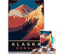 Puzzle 1000 pièces pour Adultes et Adolescents Denali Mountain, Anti-Stress, Vacances à la Maison, Passe-Temps, améliore l'amour Entre Couples (38x26cm)