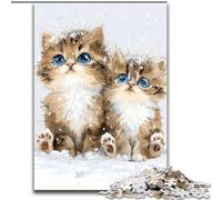 Puzzle 1000 pièces pour Adultes et Adolescents Deux Chatons, Jeu Familial et décoration d'intérieur Unique, Cadeaux pour Les 14 Ans et Plus 26x38cm