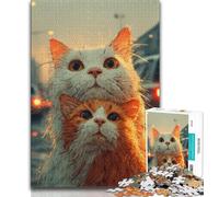Puzzle 1000 pièces pour Adultes et Adolescents Deux Chats, Jeu Stimulant, idéal comme Cadeau pour Toute la Famille (75x50cm)