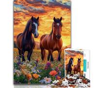 Puzzle 1000 pièces pour Adultes et Adolescents Deux Chevaux, Difficile à réaliser mais Amusant et Humoristique, Cadeau d'anniversaire, Cadeaux, Art Mural 38x52cm