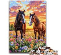Puzzle 1000 pièces pour Adultes et Adolescents, Deux Chevaux, Jeu Stimulant, idéal comme Cadeau pour Toute la Famille, 26x38cm