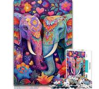 Puzzle 1000 pièces pour Adultes et Adolescents Deux éléphants, Jouets éducatifs et éducatifs pour la Famille, pour renforcer l'amour Entre Couples (75x50cm)