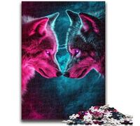 Puzzle 1000 pièces pour Adultes et Adolescents Deux Loups pour et à partir de 14 Ans Jeu Pratique Jeu de Noël Cadeaux 26X38CM