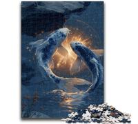 Puzzle 1000 pièces pour Adultes et Adolescents, Deux Poissons koï, Jouets éducatifs et Amusants à la Maison, Cadeau d'anniversaire ou de Voyage, 38x26cm