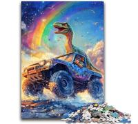 Puzzle 1000 pièces pour Adultes et Adolescents Dinosaure conduisant Une Voiture Difficile à compléter mais Amusant et Humoristique Jeu éducatif pour Anniversaire 26x38cm