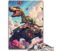 Puzzle 1000 pièces pour Adultes et Adolescents Dinosaure conduisant Une Voiture Puzzle 1000 pièces, Relax Games est Un pour Toute la Famille 38x26cm