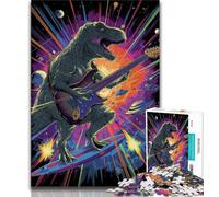 Puzzle 1000 pièces pour Adultes et Adolescents Dinosaure Jouant de la Guitare, Jeu Stimulant et éducatif en Famille pour Anniversaire et Noël (75x50cm)