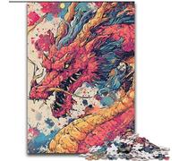 Puzzle 1000 pièces pour Adultes et Adolescents Dragon Aquarelle, à partir de 14 Ans Décoration d'intérieur à Offrir à Toute la Famille et aux Amis (Taille 50x75cm)