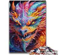 Puzzle 1000 pièces pour Adultes et Adolescents Dragon d'art psychédélique Puzzle 1000 pièces, Relax Games est Un pour Toute la Famille 50x75cm