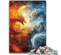 Puzzle 1000 pièces pour Adultes et Adolescents Dragon de Glace et de feu Aide Le Cerveau à exercer Jouets addictifs pour cultiver la Patience Convient aux Couples 50x75cm