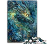 Puzzle 1000 pièces pour Adultes et Adolescents, Dragon en vitrail, Aide Le Cerveau à exercer des Jouets addictifs pour cultiver la Patience, Interaction Parent-Enfant, 26x38cm