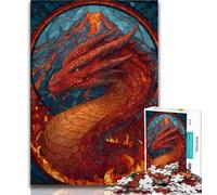 Puzzle 1000 pièces pour Adultes et Adolescents, Dragon en vitrail, Art au Fusain, pour Une Escapade relaxante, décoration d'intérieur, 75x50cm