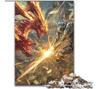 Puzzle 1000 pièces pour Adultes et Adolescents Dragon et Guerrier, à partir de 14 Ans Convient aux Couples Activités Amusantes à la Maison, Cadeau d'anniversaire, Cadeau de Voyage (Taille 26x38cm)