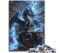 Puzzle 1000 pièces pour Adultes et Adolescents Dragon lisant Un Livre Jouets Jeux éducatifs Soulagement du Stress Interaction Parent-Enfant pour Les 14 Ans et Plus 26x38cm