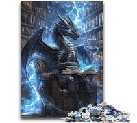 Puzzle 1000 pièces pour Adultes et Adolescents Dragon lisant Un Livre pour Les 14 Ans et Plus Jeu Impossible Cadeau d'anniversaire de Noël 50x75cm