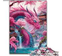 Puzzle 1000 pièces pour Adultes et Adolescents Dragon Rose Japonais, Jouets éducatifs, Jeux Anti-Stress, décoration d'intérieur Unique et Cadeaux (Taille 50x75cm)