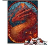 Puzzle 1000 pièces pour Adultes et Adolescents, Dragon vitrail, activité familiale, décoration d'intérieur Unique et Cadeaux pour Les 14 Ans et Plus (Taille 26x38cm)
