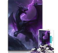 Puzzle 1000 pièces pour Adultes et Adolescents Dragon Volant Violet, Anti-Stress, séjour, Tuer Le Temps, liste de souhaits avec Le Père Noël (38x26cm)
