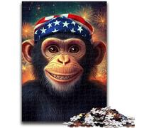 Puzzle 1000 pièces pour Adultes et Adolescents, Drapeau américain, chimpanzé, pour Les Plus de 14 Ans, Jeu Impossible, Cadeau d'anniversaire de Noël, 50x75cm