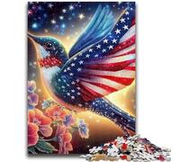Puzzle 1000 pièces pour Adultes et Adolescents Drapeau américain Colibri Jeux éducatifs Décoration de la Maison Jeu éducatif pour Anniversaire, Noël 26x38cm