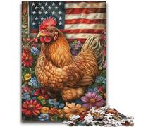 Puzzle 1000 pièces pour Adultes et Adolescents, Drapeau américain, Coq, pour Les Plus de 14 Ans, Jeu Impossible, Cadeau de Noël ou d'anniversaire, 26x38cm