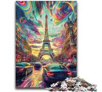 Puzzle 1000 pièces pour Adultes et Adolescents Eiffel psychédélique Convient aux 14 Ans et Plus Jouet intellectuel Jeu éducatif pour Anniversaire et Noël 26x38cm