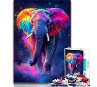 Puzzle 1000 pièces pour Adultes et Adolescents Éléphant Arc-en-Ciel, Jouets éducatifs et éducatifs pour la Famille, pour renforcer l'amour Entre Couples (75x50cm)