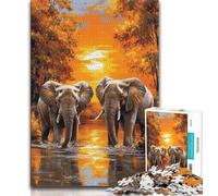 Puzzle 1000 pièces pour Adultes et Adolescents Éléphant d'Afrique, Aide Le Cerveau à exercer des Jouets addictifs pour cultiver la Patience Décoration Parfaite 38x26cm