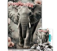 Puzzle 1000 pièces pour Adultes et Adolescents Éléphant d'Afrique, Difficile avec des pièces entièrement emboîtables de Formes aléatoires 75x50cm