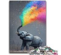 Puzzle 1000 pièces pour Adultes et Adolescents Éléphant de fumée Arc-en-Ciel pour Les 14 Ans et Plus Jeu Impossible Cadeau d'anniversaire de Noël 50x75cm