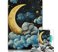 Puzzle 1000 pièces pour Adultes et Adolescents, éléphant endormi, Jeux éducatifs, décoration Murale, Cadeaux Uniques pour Anniversaire et Noël (Taille 38x26cm)