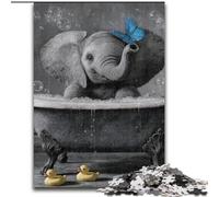 Puzzle 1000 pièces pour Adultes et Adolescents Éléphant et Papillon Bleu, pour et à partir de 14 Ans Jouets éducatifs Jeux familiaux Cadeau d'anniversaire (Taille 50x75cm)