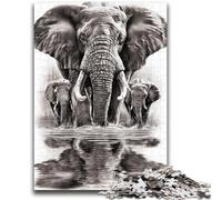 Puzzle 1000 pièces pour Adultes et Adolescents, éléphant Noir et Blanc, Jeu éducatif, Jouet de défi, décoration Murale, Cadeaux d'anniversaire et de Noël Uniques, 50x75cm