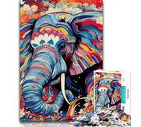 Puzzle 1000 pièces pour Adultes et Adolescents Éléphant psychédélique, Difficile avec des pièces entièrement emboîtables de Formes aléatoires 75x50cm